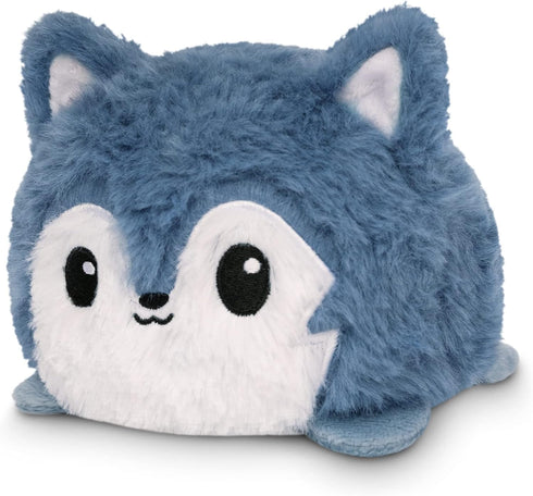 TeeTurtle - The Original Reversible Wolf Plushie - Fuzzy Gray - Cute Sensory Fidget Stuffed Animals That Show Your Mood 4 inch...
