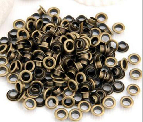 YOYOSTORE 100pc Hole Inside Diameter 7mm 1/4" Bronze Metal Grommets Eyelets Self Backing for Bead Cores, Clothes, Leather, Canvas...