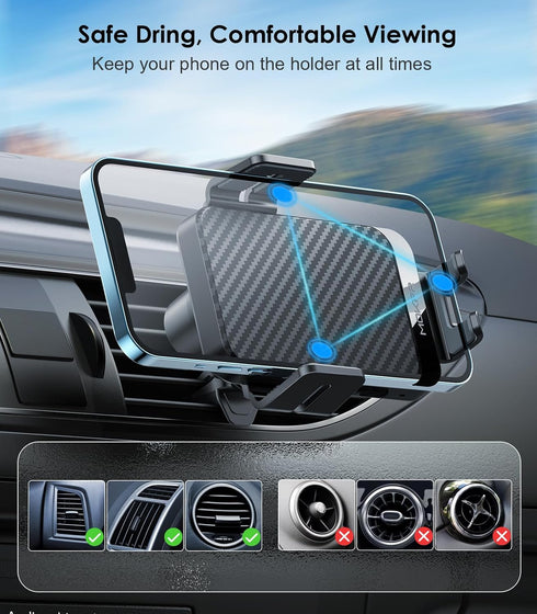 Wireless Car Charger, MOKPR 15W Fast Charging Auto-Clamping Car Charger Phone Mount Air Vent Cell Phone Holder Compatible iPhone 15/14/13/13 Pro/1...