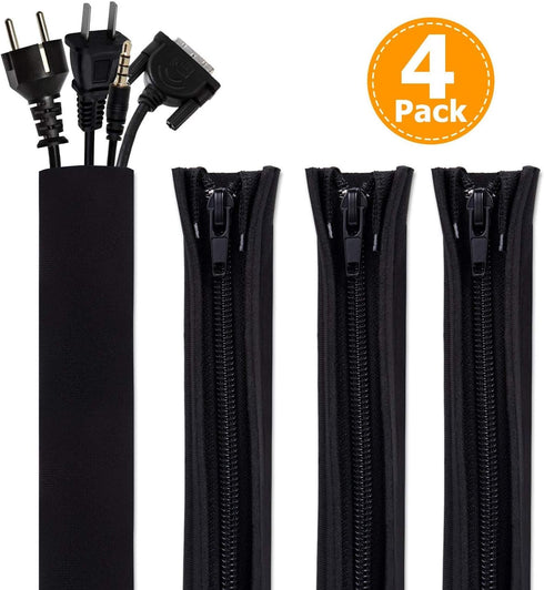 Bestfy Cord Organizer System Cable Management Sleeve, 19.5 inch, Wire Cover with Zipper, Cable Wrap, Cord Sleeves for TV, Computer, Office, Home E...