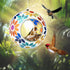 Backyard Expressions Hanging Glass Bird Feeder - Multicolor - Fly Through Bird Feeders for Outside, Mosaic Bird Feeder, Round Shape Wild Birdfeede...