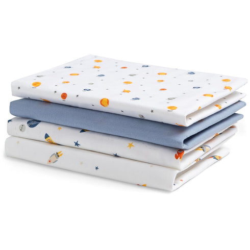 Delta Children 100% Cotton Flannel Baby Receiving Blankets for Girls and Boys – 30x30 Inches (Pack of 4), Space Exploration...