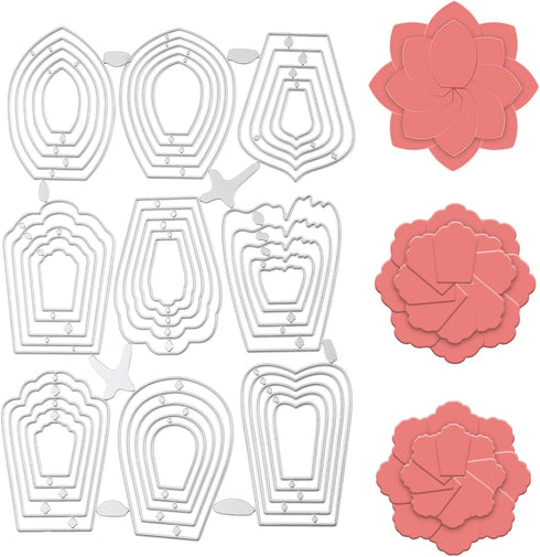Healifty Cutting Dies Metal Stencil Template Mould for Album Scrapbooking Paper Card DIY Art Craft Decor (Nine Flowers Size S)...