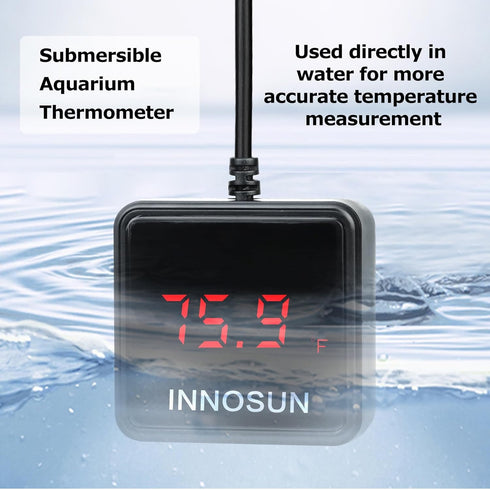 Fish Tank Digital Thermometer, Submersible Aquarium Thermometer for Underwater Use Accuracy 0.2°F, Waterproof Thermometer with USB Power Supply, H...
