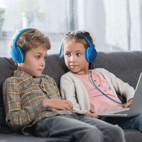 POWMEE P20 Kids Headphones for School, Kids/Teens/Boys/Girls with Safe 94dB Volume Limited, 3.5mm Jack Wired Cord Over-Ear for Fire Tablets/Travel...