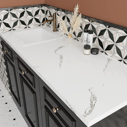 White Contact Paper Peel and Stick Countertops Modern Marble Wallpaper Self Adhesive Contact Paper for Countertops Waterproof Renter Friendly Remo...