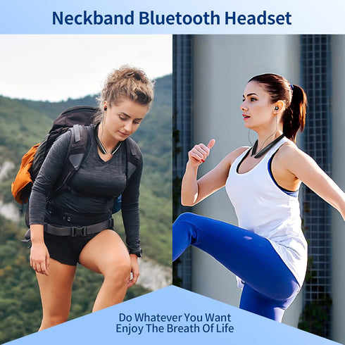 Bluetooth Headphones Retractable, Neckband Earbuds Wireless Headset Sports Noise Cancelling Stereo Earphones with Microphone Compatible with iPhon...