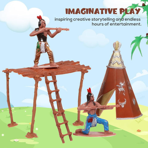 Totority Indians Action Figure Model Playset: 13pcs Native American Figures Decoration Wild West Cowboys Adornments for 15+...