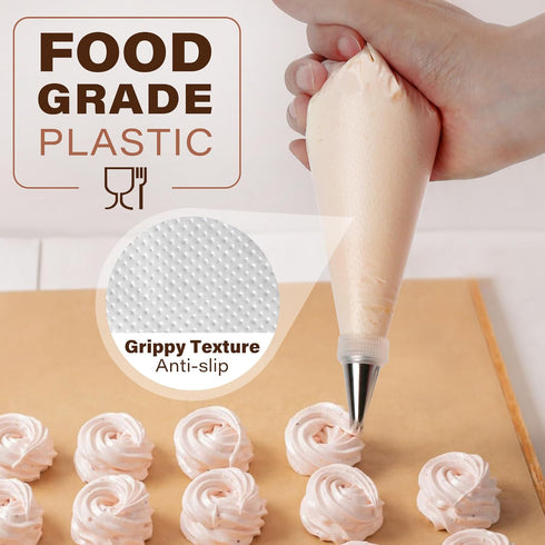 LotFancy 250pcs 12 Inch Piping Bags, Disposable Pastry Bags with 5 Clips, Anti-Burst Icing Piping Bag, Non-Slip Frosting Bags for Cakes and Cookie...