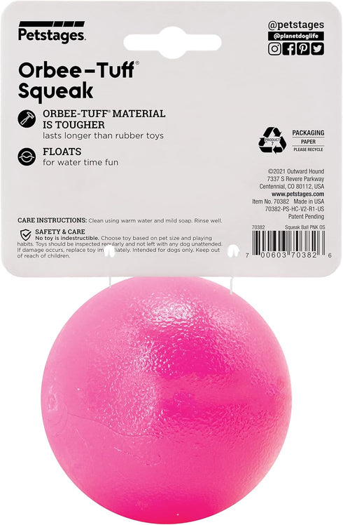 Outward Hound Orbee-Tuff Squeak Ball Pink Dog Fetch Toy...