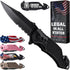 2.95” Serrated Blade Pocket Knife - Black Folding Knife with Glass Breaker and Seatbelt Cutter - Small EDC Knife with Pocket Clip for Men Women - ...