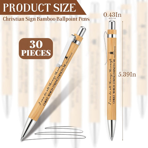 Bible Verse Pens Bamboo Christian Pen Wooden Retractable Bible Pen 1 mm Inspirational Quotes Ballpoint Pen Motivational Pen Bulk for Women Men Off...