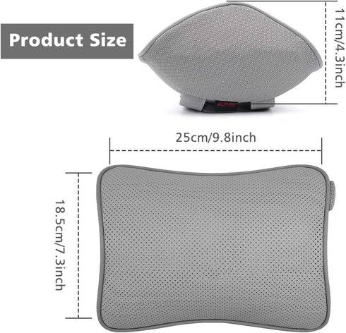 Headrest Pillow Car Memory Foam Car Neck Pillows Soft Leather for Driving Home Office Gray (Pack of 1)...