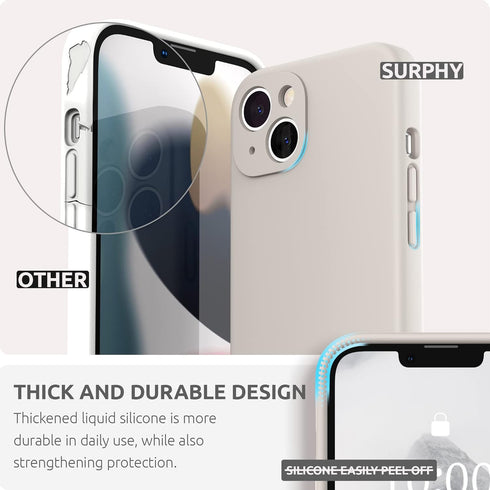 SURPHY Compatible with iPhone 13 Case with Screen Protector, (Camera Protection + Soft Microfiber Lining) Liquid Silicone Phone Case 6.1 inch 2021...