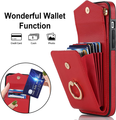 Asuwish Phone Case for iPhone 13 Pro Max 2021 6.7 inch Wallet Cover with Tempered Glass Screen Protector and RFID Ring Card Holder Cell iPhone13pr...