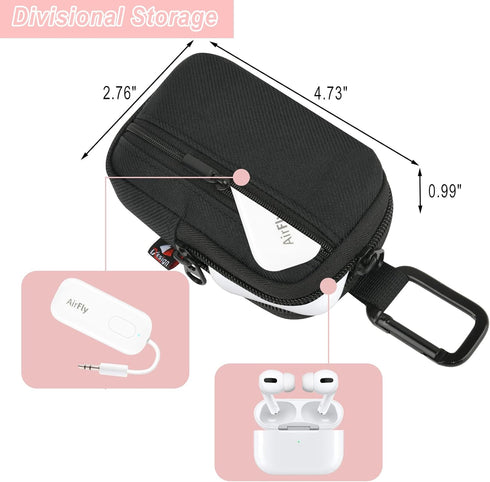 TXEsign Carrying Case Storage Bag for AirFly Pro Bluetooth Audio Transmitter/Receiver and Bluetooth Earbuds Charging Case, Protective Case Pouch f...
