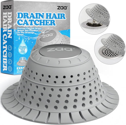 Bathtub Drain Hair Catcher, Silicone Collapsible 1 Pack Drain Protector for Pop-Up and Regular Drains of Shower, Bathtub, Tub, Bathroom, Sink...