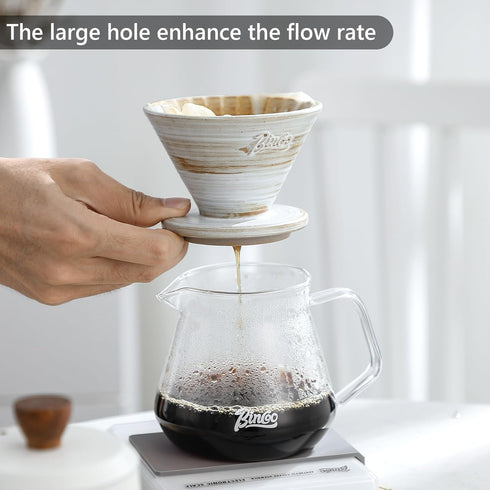 Bincoo Ceramic Coffee Dripper 1-2 Cup,V60 Pour Over Cone Coffee Maker Size 01 for Home Baristas-Easy Manual Brew Maker Gift,Planet Pour Over Coffe...