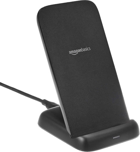 Amazon Basics 10W Qi Certified Wireless Charging Stand (iPhone 15/14/13/12/11/X, Samsung), with USB Cable (No AC Adapter), Black......