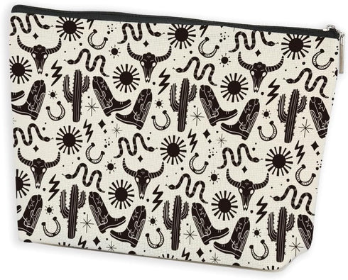 Western Cow Skull Makeup Bag, Western Stuff, Skull Decor, Cow Gifts, Cow Print Stuff for Women Friend Cow Lovers, Mothers Day Graduation Birthday ...