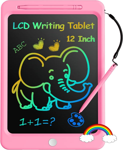 LCD Writing Tablet for Kids, 12 Inch Colorful Doodle Board, Drawing Tablet Writing Board, Toddler Learning Toys for 3 4 5 6 7 8 Years Old Boys Gir...