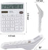 Calculators Desktop, White Calculator, Cute Calculator 12 Digit Desk Calculator Large Display, Dual Power Solar Battery, Office Home School Suppli...
