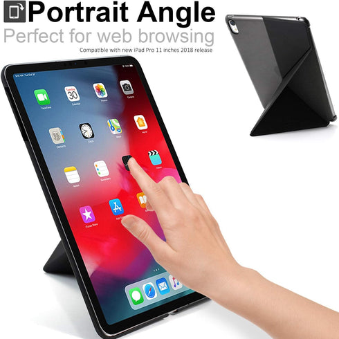 KHOMO Horizontal and Vertical Display Stand Capable Cover for iPad Pro 12.9 Inch Case 3rd Generation (Released 2018) - Dual Origami Series - Black...