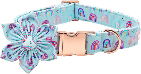 Dog Collar with Flower, Summer Fruit Adjustable Dog Flower Bow Collar Female Girl Pet Collar Cute Flowers Duarble Dog Collars for Medium Dog...