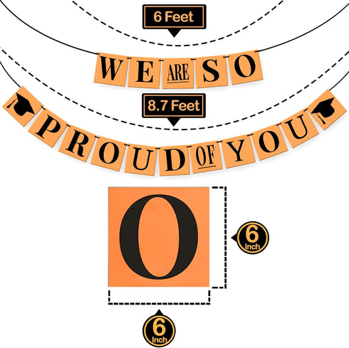 KatchOn, We Are So Proud Of You Banner - Big, 14 Feet, No DIY | Congratulations Banner, Black Orange Grad Decorations | Congratulations Decoration...