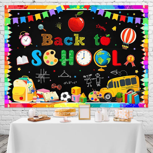 Mocsicka Back to School Backdrop Bulletin Board Back to School Background Teachers and Students Welcome Party Classroom Decor Photo Booth Props (7...