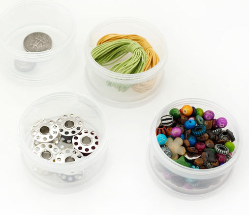 Paylak Containers Storage Small Impact Resistant Stackable Clear 5 For Beads Crafts Findings Small Items 2.50" Round...