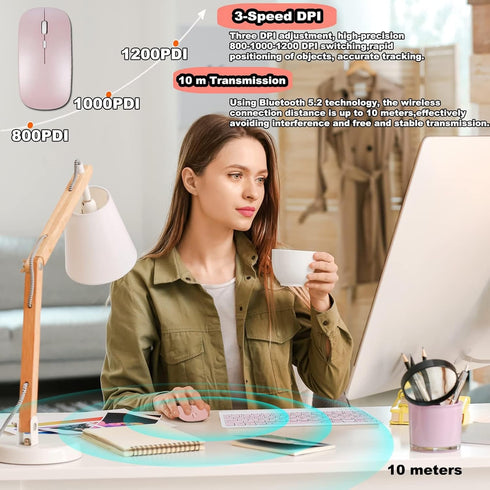 Bluetooth Keyboard and Mouse Combo,Ultra Slim Rechargeable Portable Wireless Keyboard Mouse Set Compact for Android Windows Tablet Cell Phone iPho...