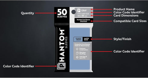 Phantom Sleeves: Purple Size 59 x 92mm: Glossy Front/Back - 50 Pack - Transparent Protective Card Sleeves for Board Games, Trading Cards & Card Ga...