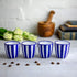 City to Cottage Ceramic Espresso Cups of 4, Small Expresso Shots, Demitasse, Perfect for Espresso Machine, Handcrafted Navy Blue Stripe Coastal Cu...