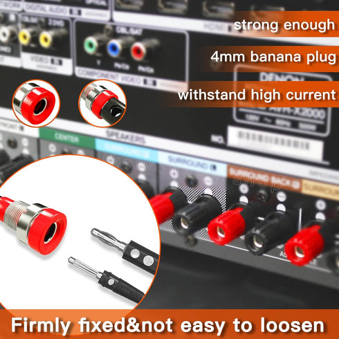 Female Banana Plug Connectors Female Socket Binding Post Adapter for 4Mm Banana Jack Female Panel Mount Speaker Terminal (6 Each in Red and Black)...
