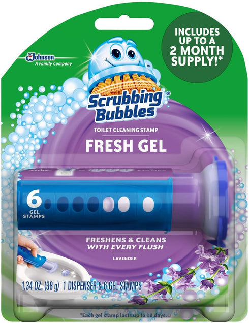 Scrubbing Bubbles (Pack of 2) Toilet Cleaning Gel 1 Dispenser 6 Gel Stamps Lavender Meadow 1.34 OZ...