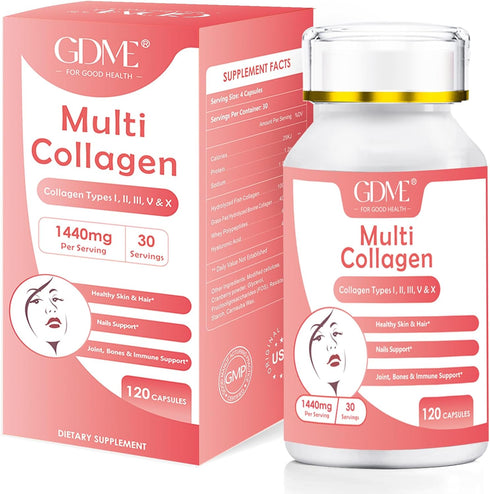 Multi Collagen Peptides Powder for Women - Type I, II, III, V, X - Hydrolyzed Collagen Peptides, Supports Skin Hair Nail & Joint, Grass-Fed, Non-G...