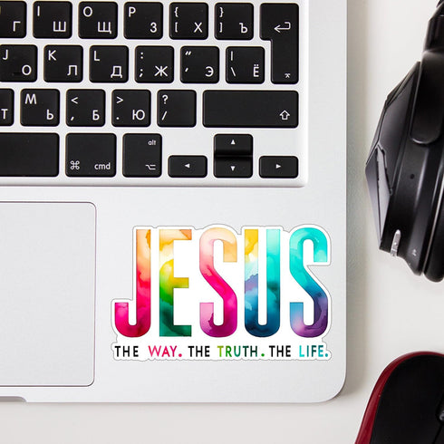 (3pcs) Jesus The Way The Truth The Life Sticker Christian Vinyl Decal Stickers for Water Bottle Laptops Phone Case Car Kindles Hard Hat - 3 x 2"...