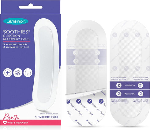 Lansinoh C-Section Recovery Pads, Postpartum C Section Essentials, 4 Sterilized Pads Provide Cooling Relief to Scar Area, C Section Recovery Must ...