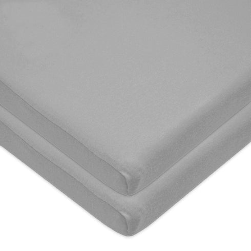 American Baby Company 15" x 33" Fitted Bassinet Sheet, 100% Natural Cotton Jersey Knit, Grey, Soft Breathable, for Boys and Girls, Pack of 2...