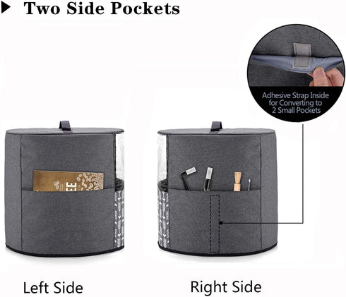 Yarwo Coffee Maker Dust Cover Compatible with Keurig K-Classic and K-Select, Visible Coffee Machine Cover with Pockets and Top Handle, Gray with A...