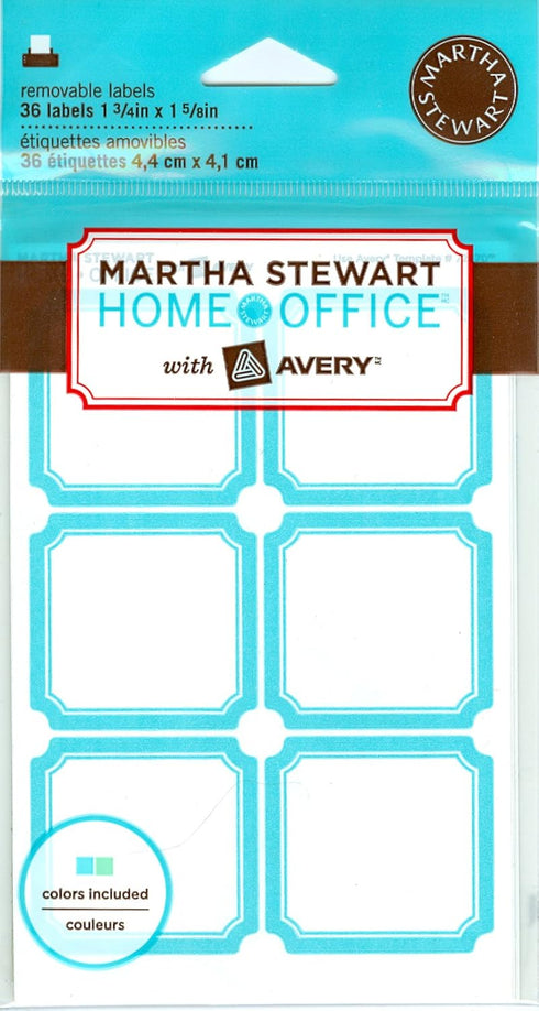 Martha Stewart Home Office with Avery Removable Labels, Teal Blue and Green, 1-3/4" x 1-5/8", 36/Pack...