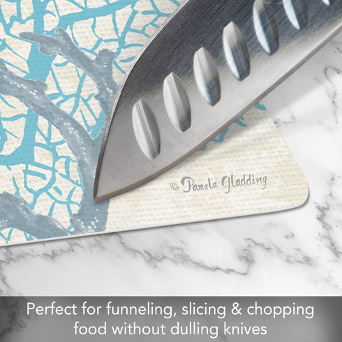 Cut N' Funnel Oceana Designer Flexible Plastic Cutting Board Mat, 15" x 11.5", Made in the USA, Decorative, Flexible, Easy to Clean...