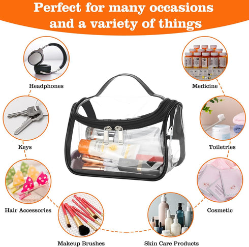 HAOGUAGUA Heavy Duty Clear Cosmetic Bag Waterproof Transparent Travel Makeup Toiletry Organizer Bag (Black)...