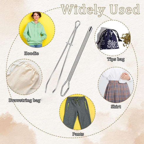 4 Pcs DIY Rope Threader Clip Drawstring Threader Tool Sewing Tool for Elastic Metal Easy Pull Drawstring Threader with Tweezer Sewing Tweezer Tool...