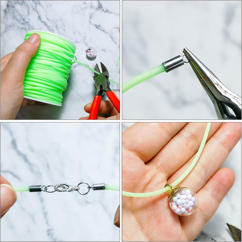 54 Yards Hollow Pipe Rubber Tube Cord 2mm PVC Tubing Cord String with Spool for DIY Necklace Bracelet Jewelry Making (Light Green)...