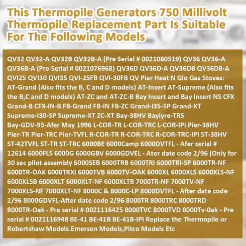 Cozy 70098 Fireplace MV TP75 Generator SAME DAY SHIPPING...