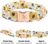 Elegant little tail Dog Collar, Sunflower Pattern Pet Collar Durable Cute Dog Collars Summer Fall Female Pet Gift Adjustable Dog Collar for Large ...