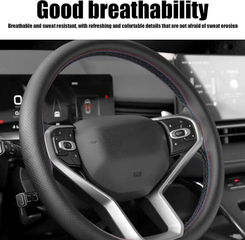 Pack-1 Car Steering Wheel Anti-Scratch Cover, 14.9" Hand-Sewn Anti-Slip Breathable Decoration, Comfortable and Waterproof Protection Device for Al...