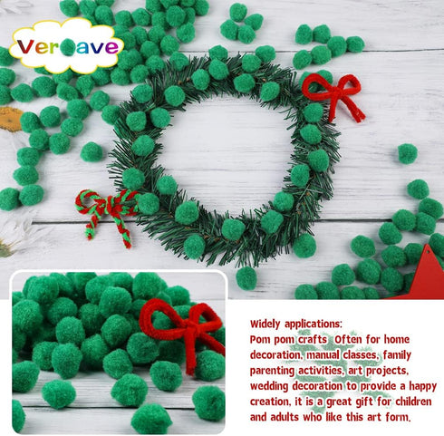 Veroave Green Pom Poms, 150PCS Puff Balls, Small Pom Poms for Crafts and DIY Art Creative Crafts Decorations...